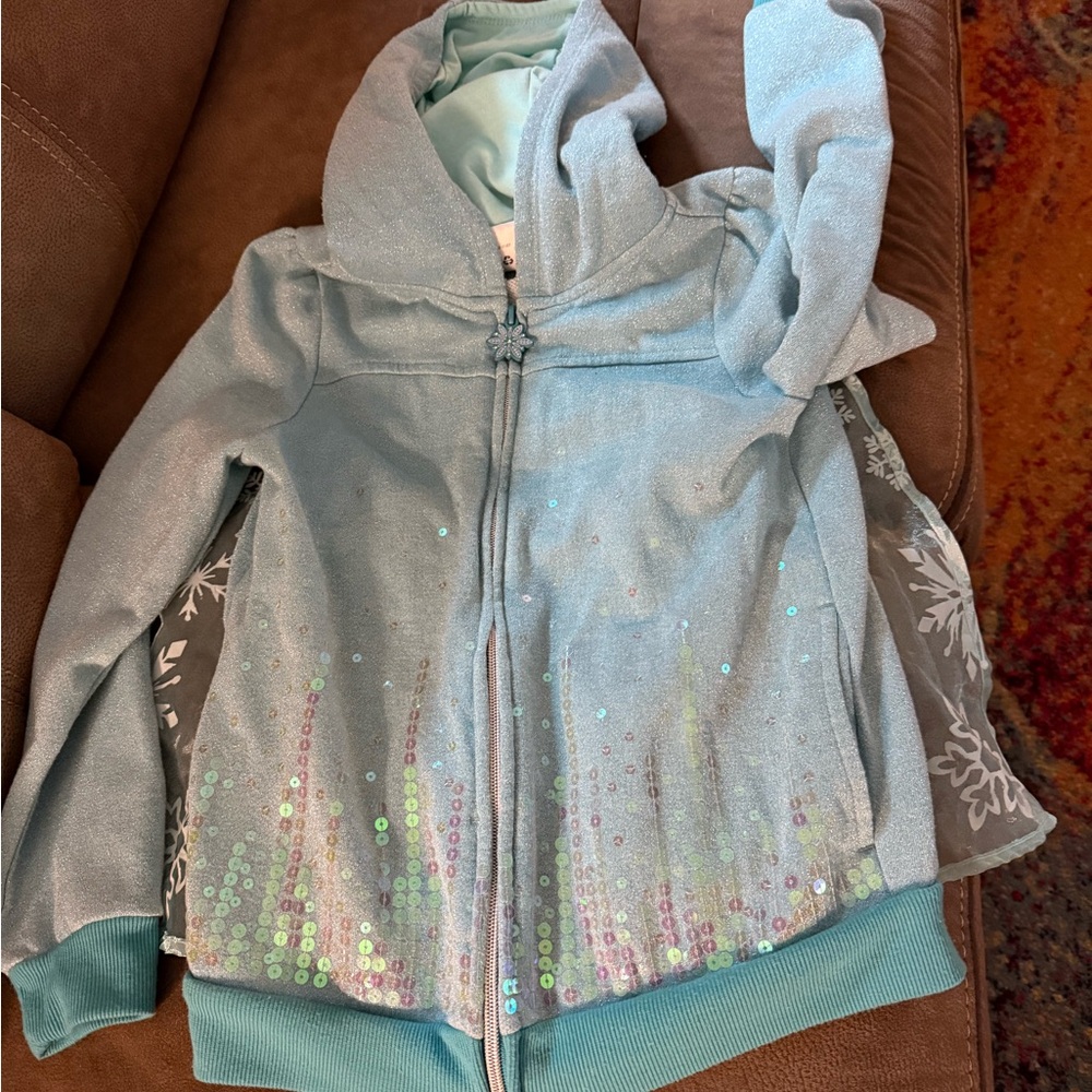 Disney Elsa Blue Zip-Up Hoodie Sparkling